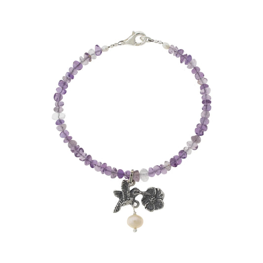 Pulsera Colibrí con Flor | Belleza Natural y Elegancia Sutil